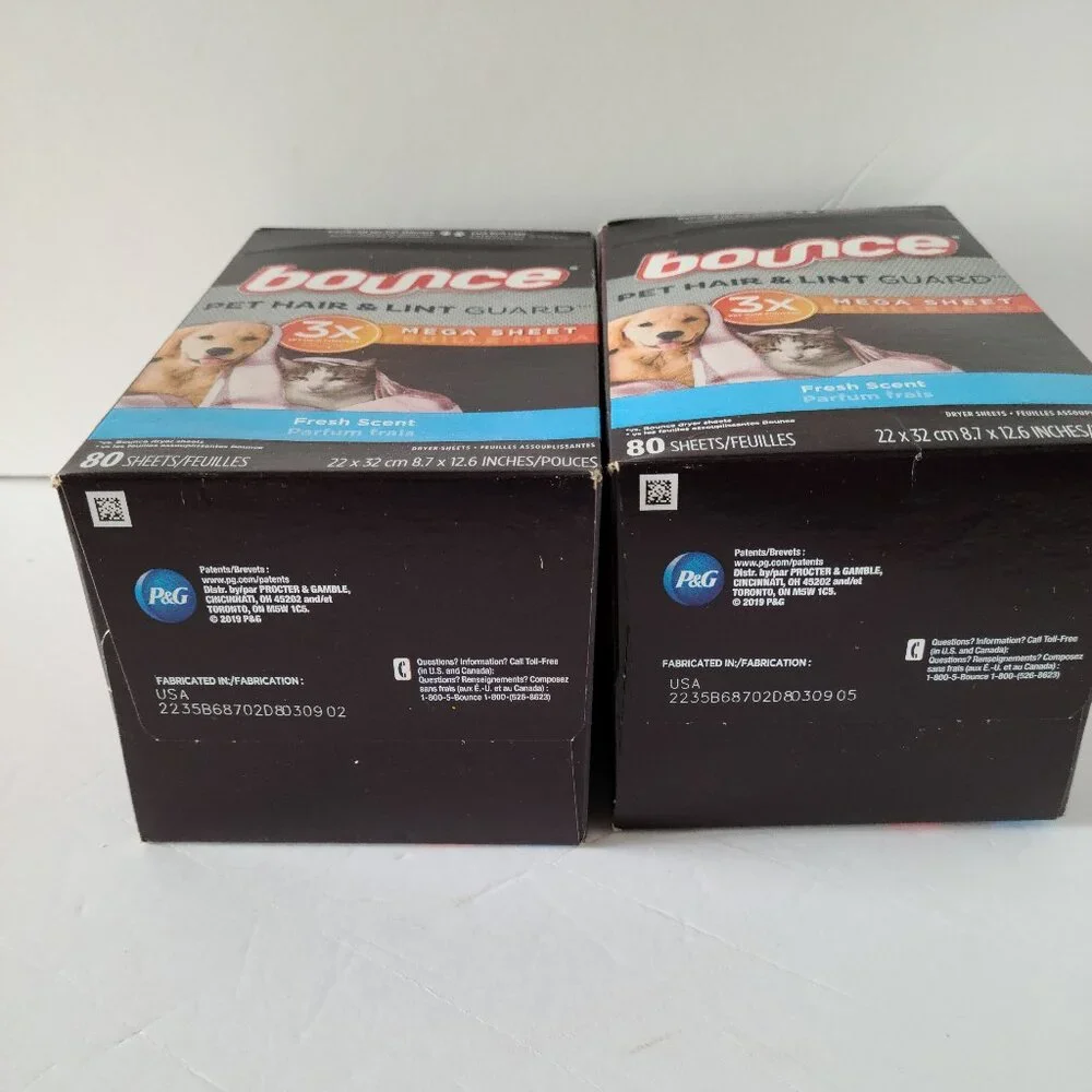 BOUNCE PET HAIR AND LINT GUARD MEGA DRYER SHEETS  FRESH SCENT- 80 CT/ BOX-NEW